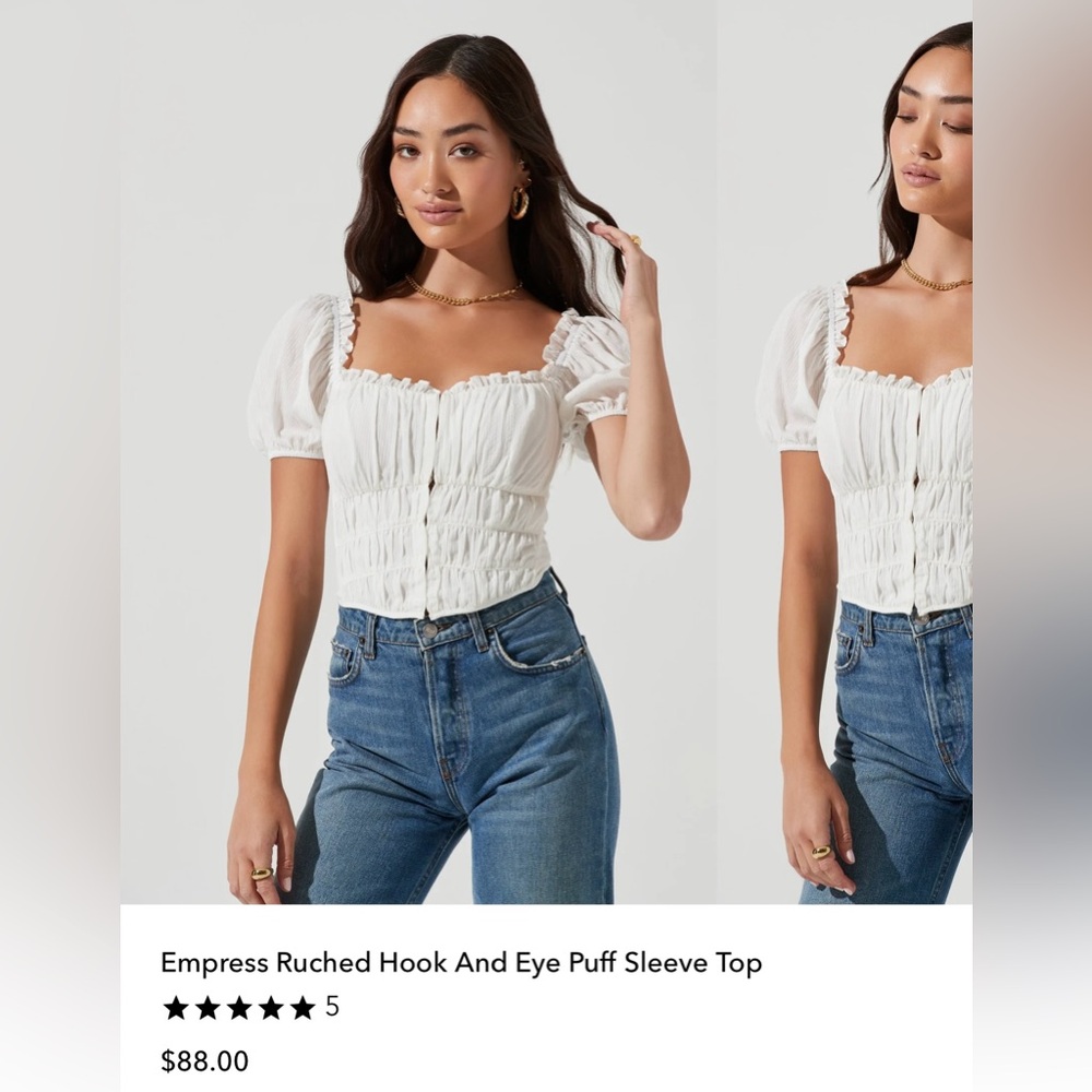 Empress Ruched Hook and Eye Puff Sleeve Top
